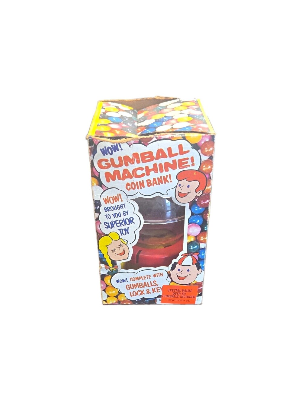 Vintage Superior Gumball Machine Coin Bank Toy with Box